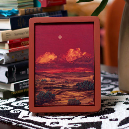 Nambé Badlands Miniature No.4 - 5" x 7", Original Southwestern Landscape Painting in Handmade Frame