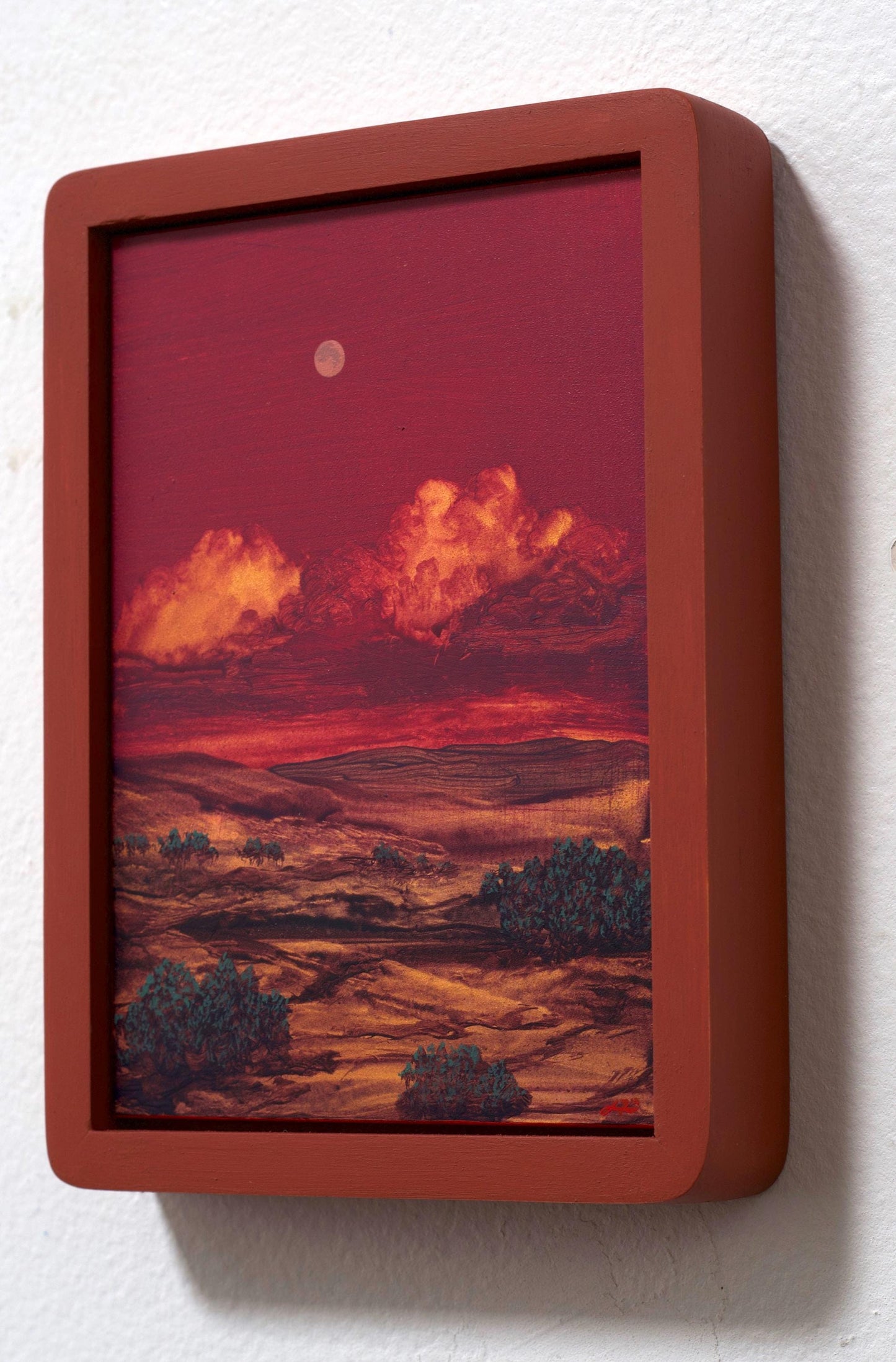 Nambé Badlands Miniature No.4 - 5" x 7", Original Southwestern Landscape Painting in Handmade Frame