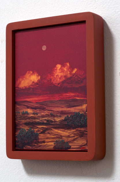 Nambé Badlands Miniature No.4 - 5" x 7", Original Southwestern Landscape Painting in Handmade Frame
