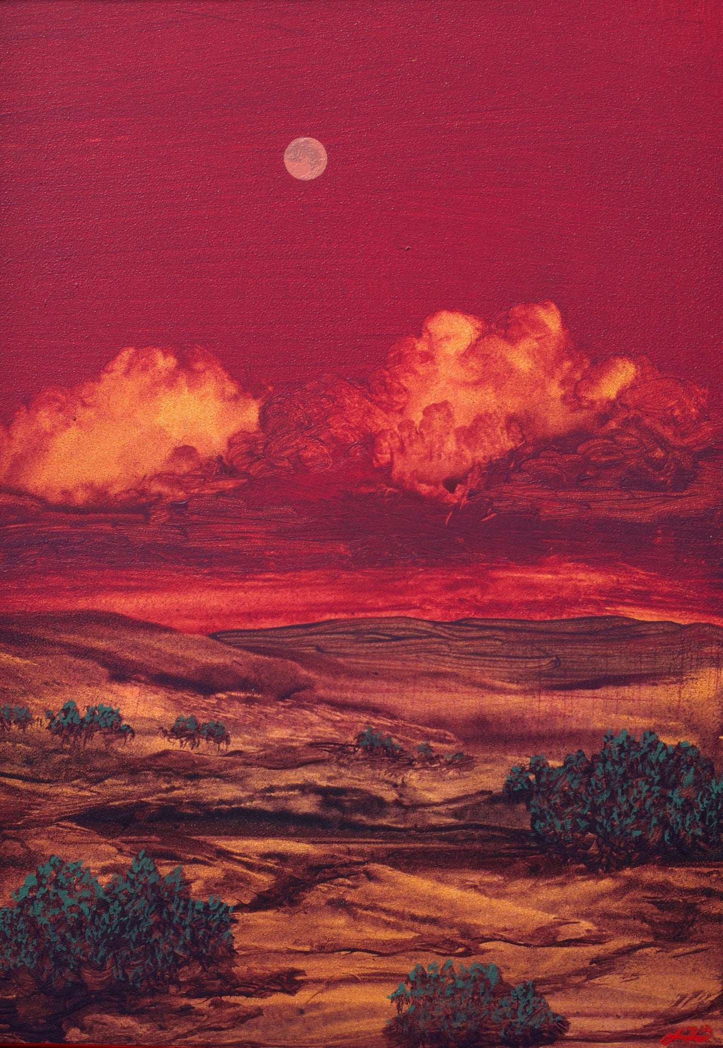 Nambé Badlands Miniature No.4 - 5" x 7", Original Southwestern Landscape Painting in Handmade Frame