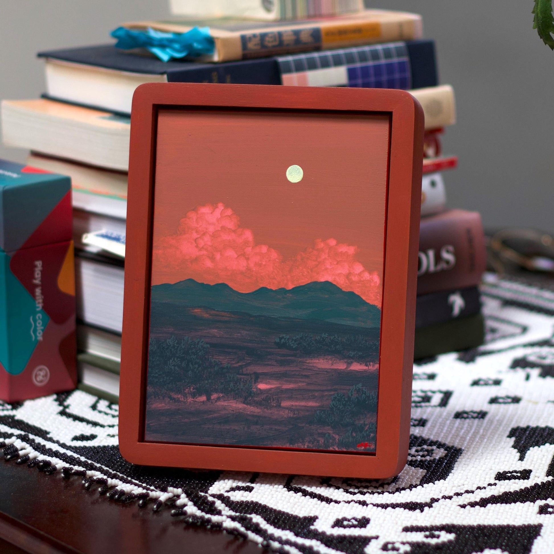Ortiz Miniature Series 2, No.5 - 5" x 7", Original Southwestern Landscape Painting in Handmade Frame