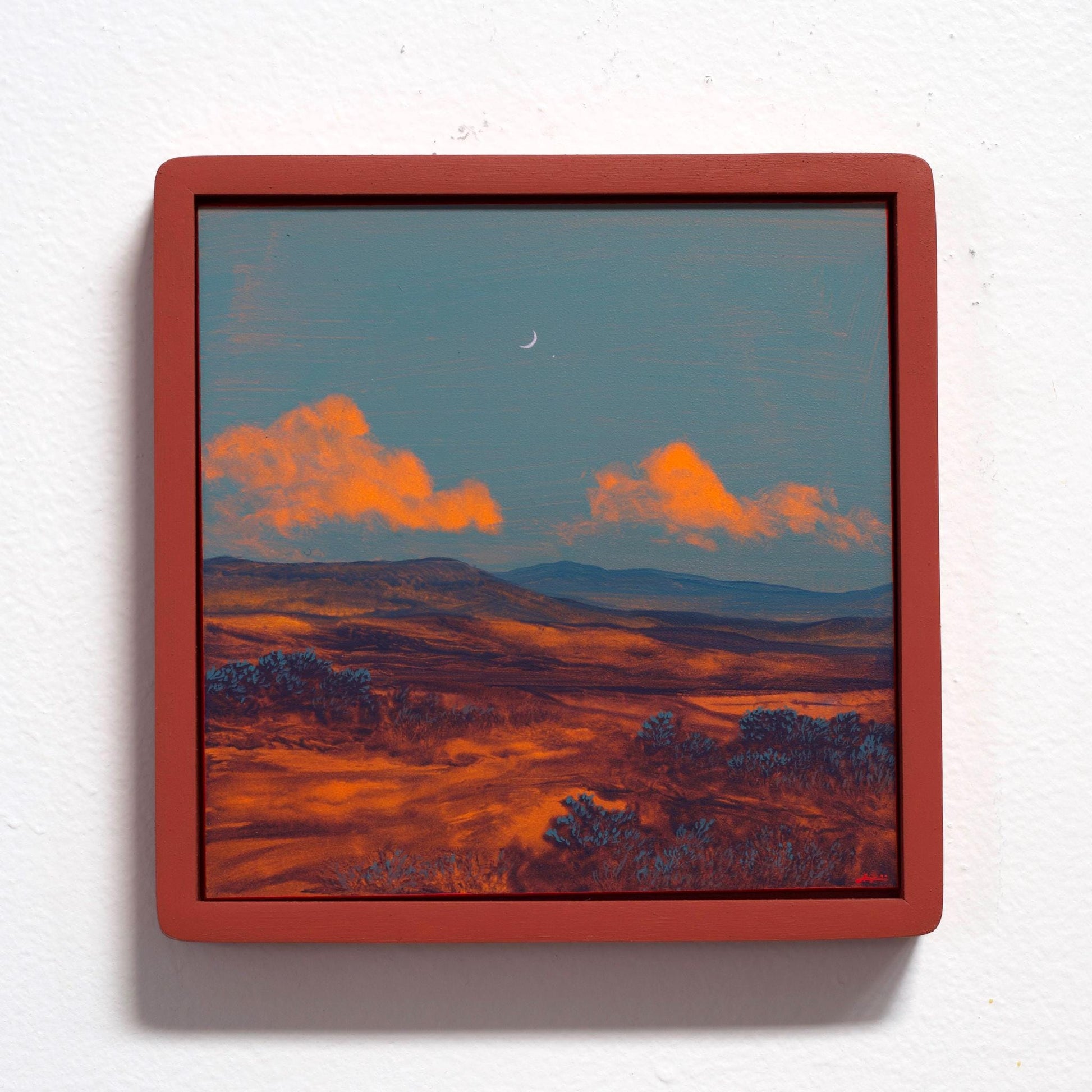 Nambé Badlands No.3 - 8" x 8", Original Southwestern Landscape Painting in Handmade Frame