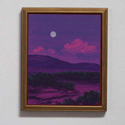 Santa Fe Nocturne Series 5, No.4 - 8" x 10"- Southwestern Painting in Handmade Frame