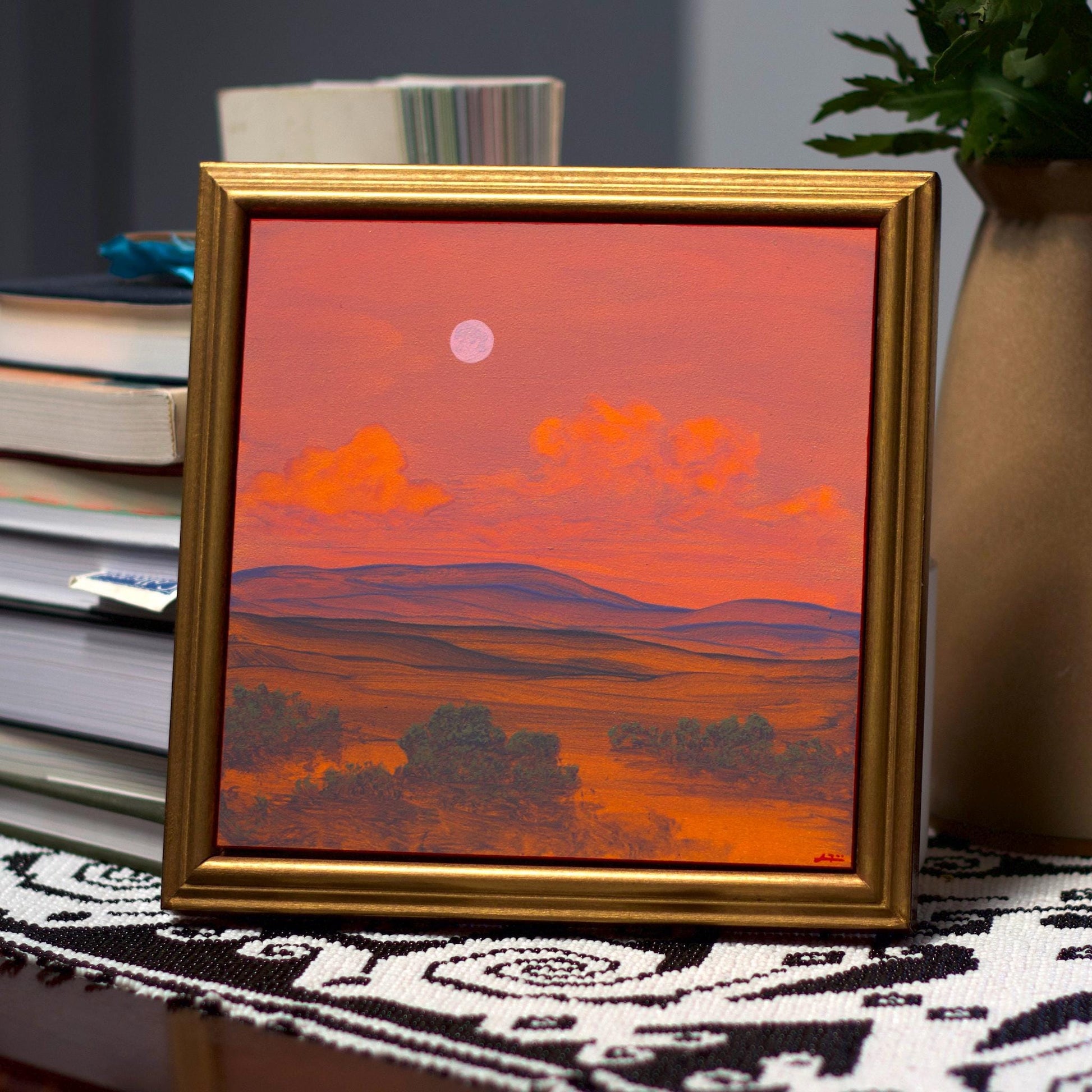 Chimayó Series 3, No.9 - 8" x 8"- Southwestern Oil Painting in Handmade Frame