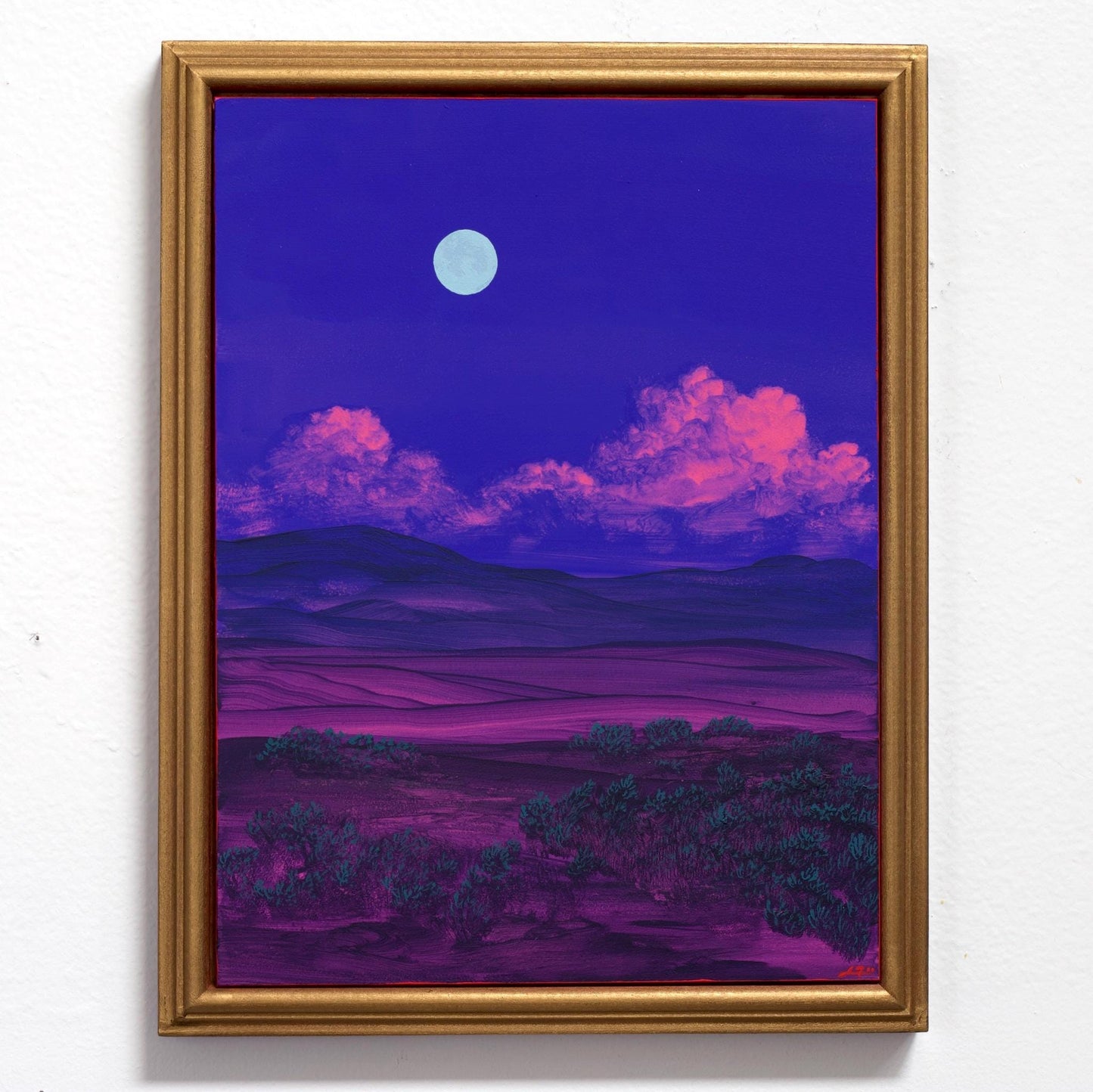Atalaya w. Sun & Moon Mountains No.2 - 9" x 12"- Southwestern Painting in Handmade Frame