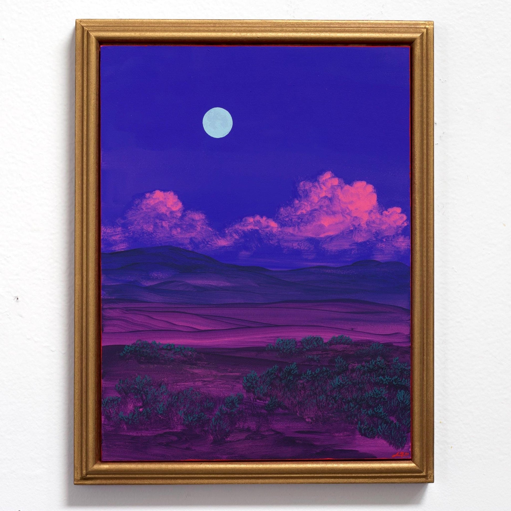 Atalaya w. Sun & Moon Mountains No.2 - 9" x 12"- Southwestern Painting in Handmade Frame