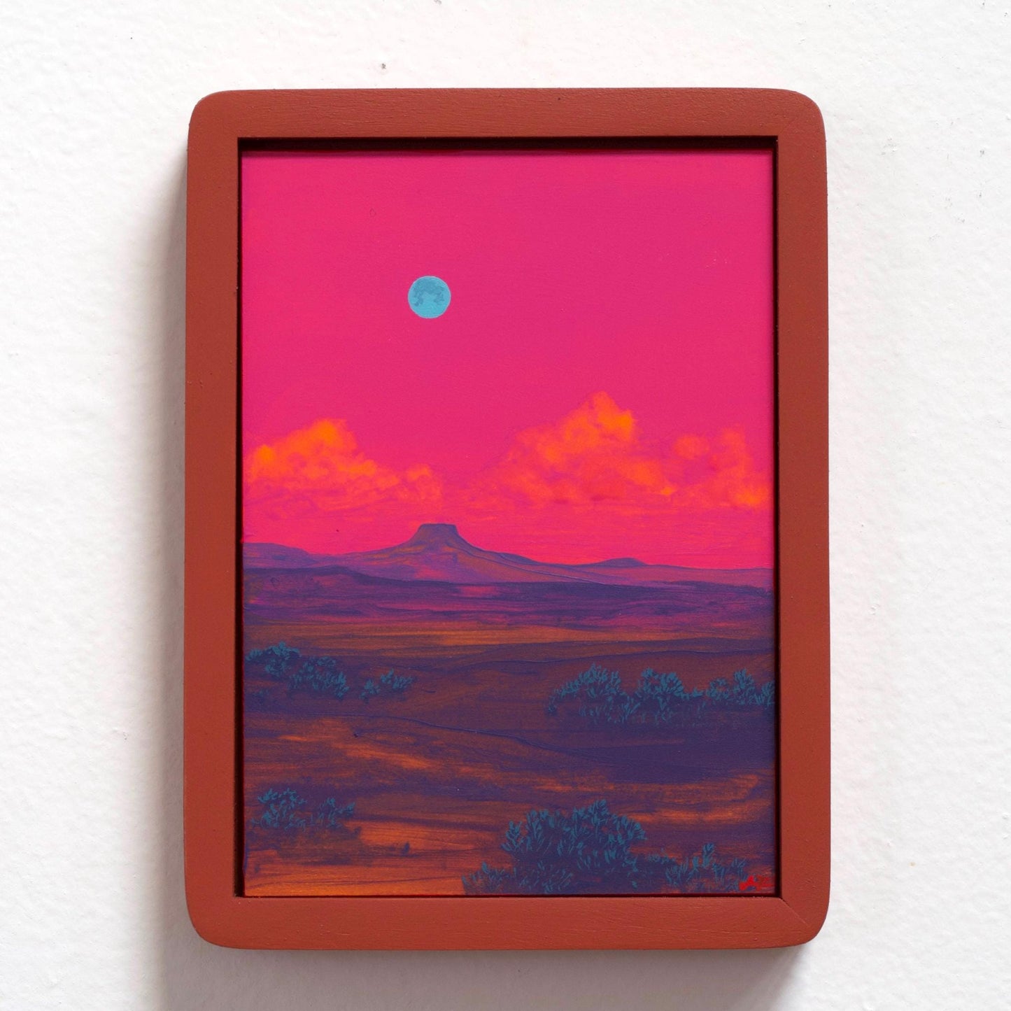 Abiquiú Miniature Series 3, No.12 - 5" x 7" Original Southwest Landscape Painting in Handmade Frame