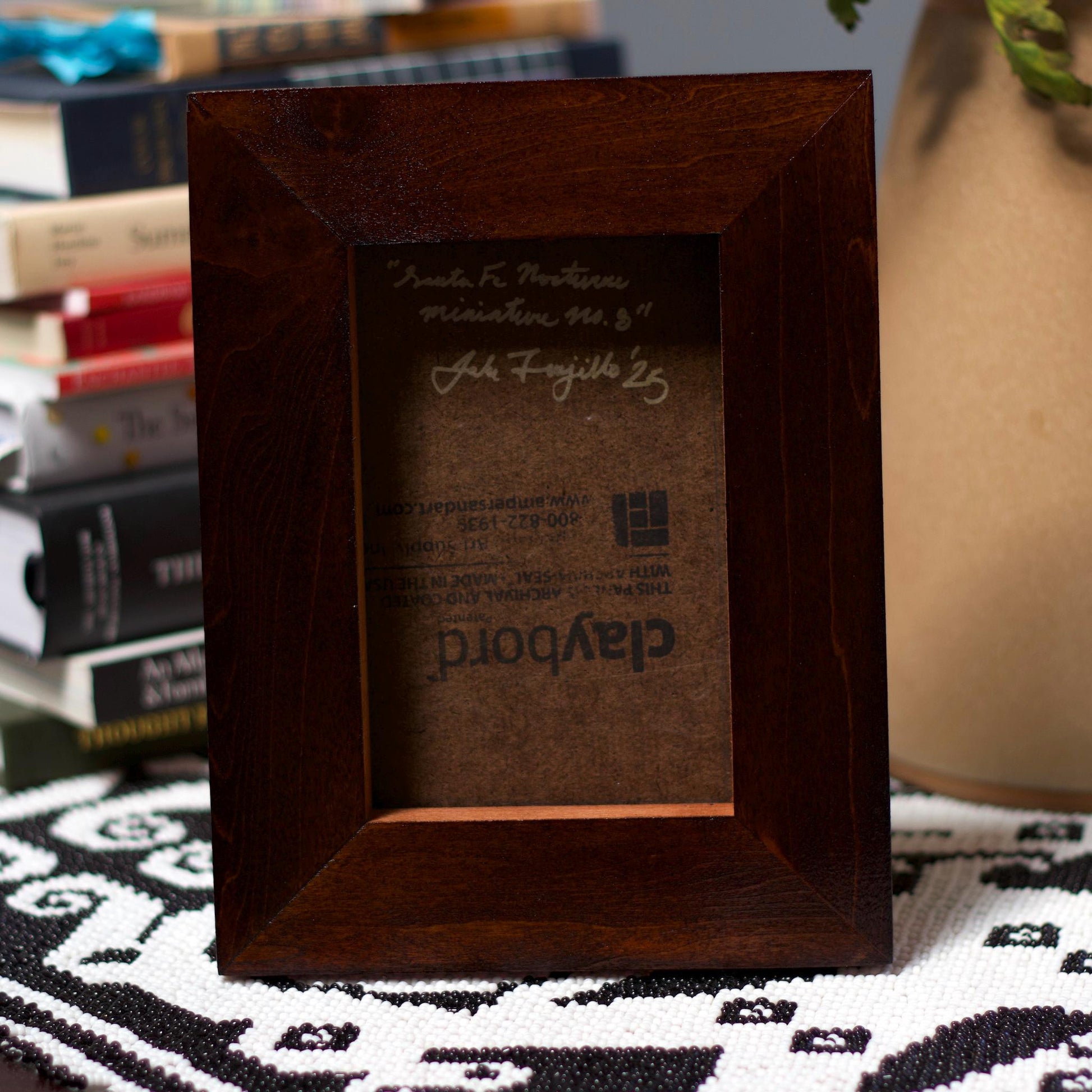 Santa Fe Nocturne Miniature No.8 - 5" x 7", Original Southwestern Landscape Painting in Handmade Frame