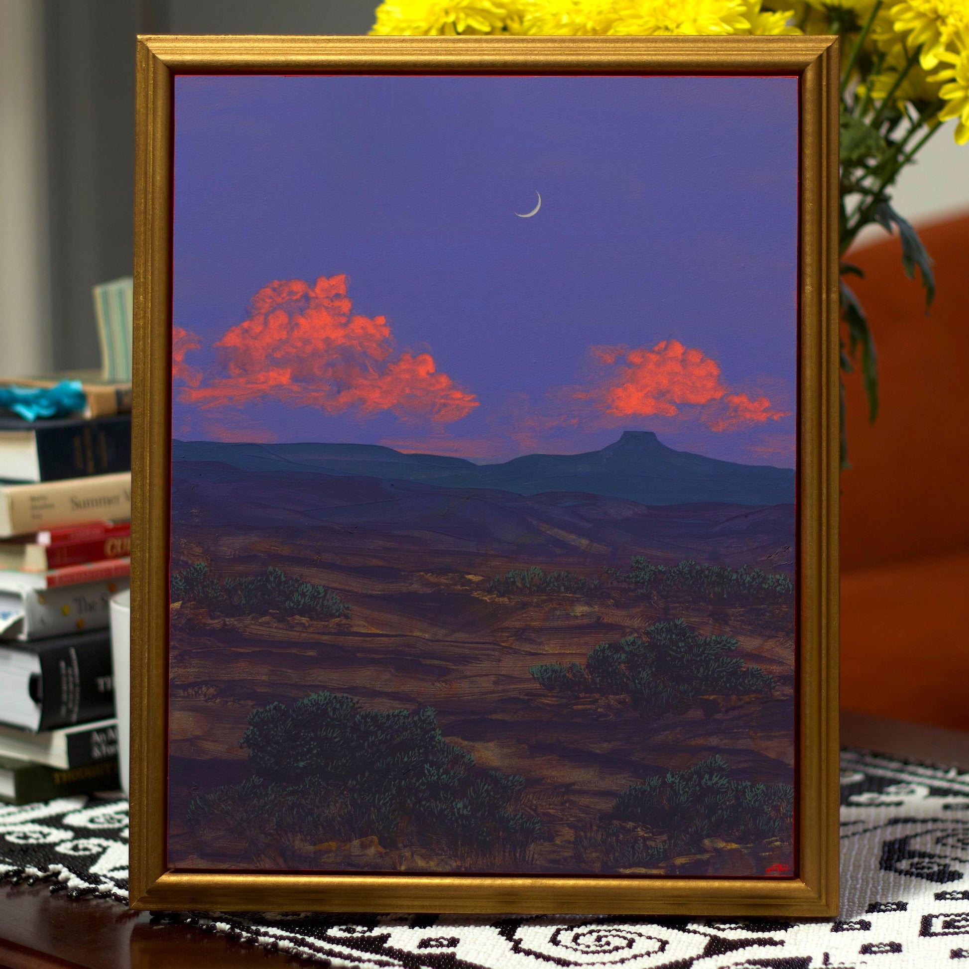 Abiquiú Series 4, No.12 - 11" x 14", Original Southwestern Landscape Painting in Handmade Frame