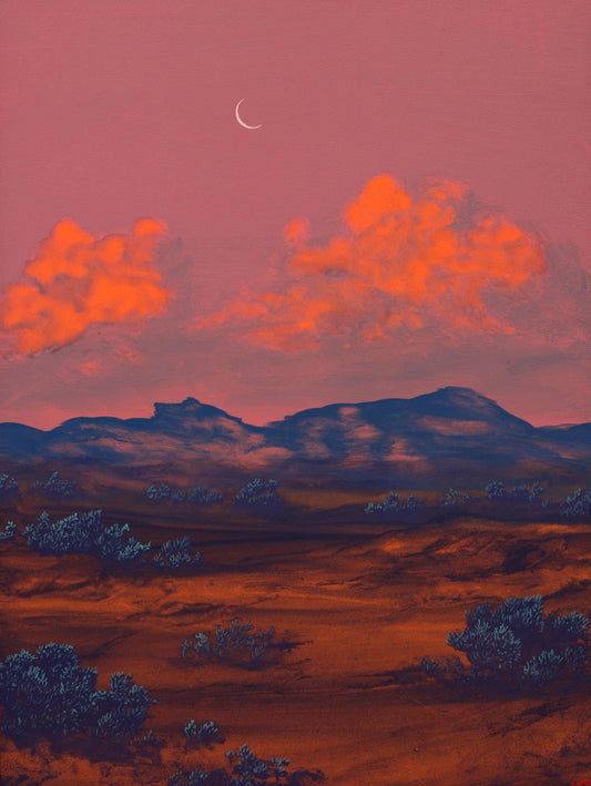Chimayó Series 3, No.10 - 12" x 16", Original Southwestern Landscape Painting in Handmade Frame