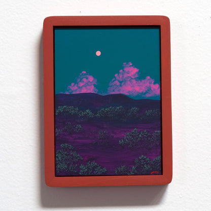 Santa Fe Foothills Miniature No.2 - 5" x 7", Original Southwestern Landscape Painting in Handmade Frame