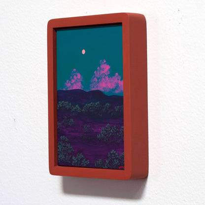Santa Fe Foothills Miniature No.2 - 5" x 7", Original Southwestern Landscape Painting in Handmade Frame