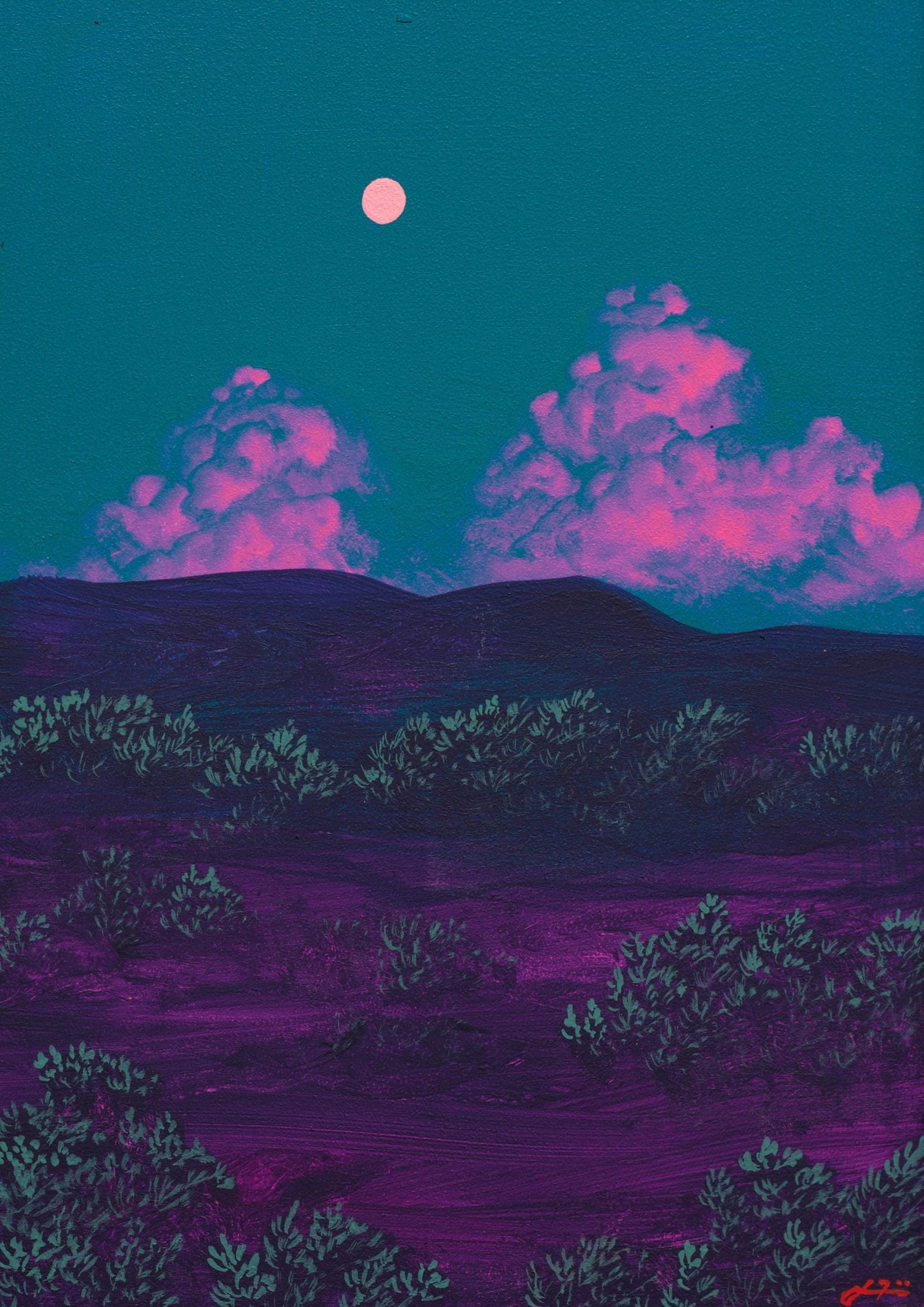 Santa Fe Foothills Miniature No.2 - 5" x 7", Original Southwestern Landscape Painting in Handmade Frame