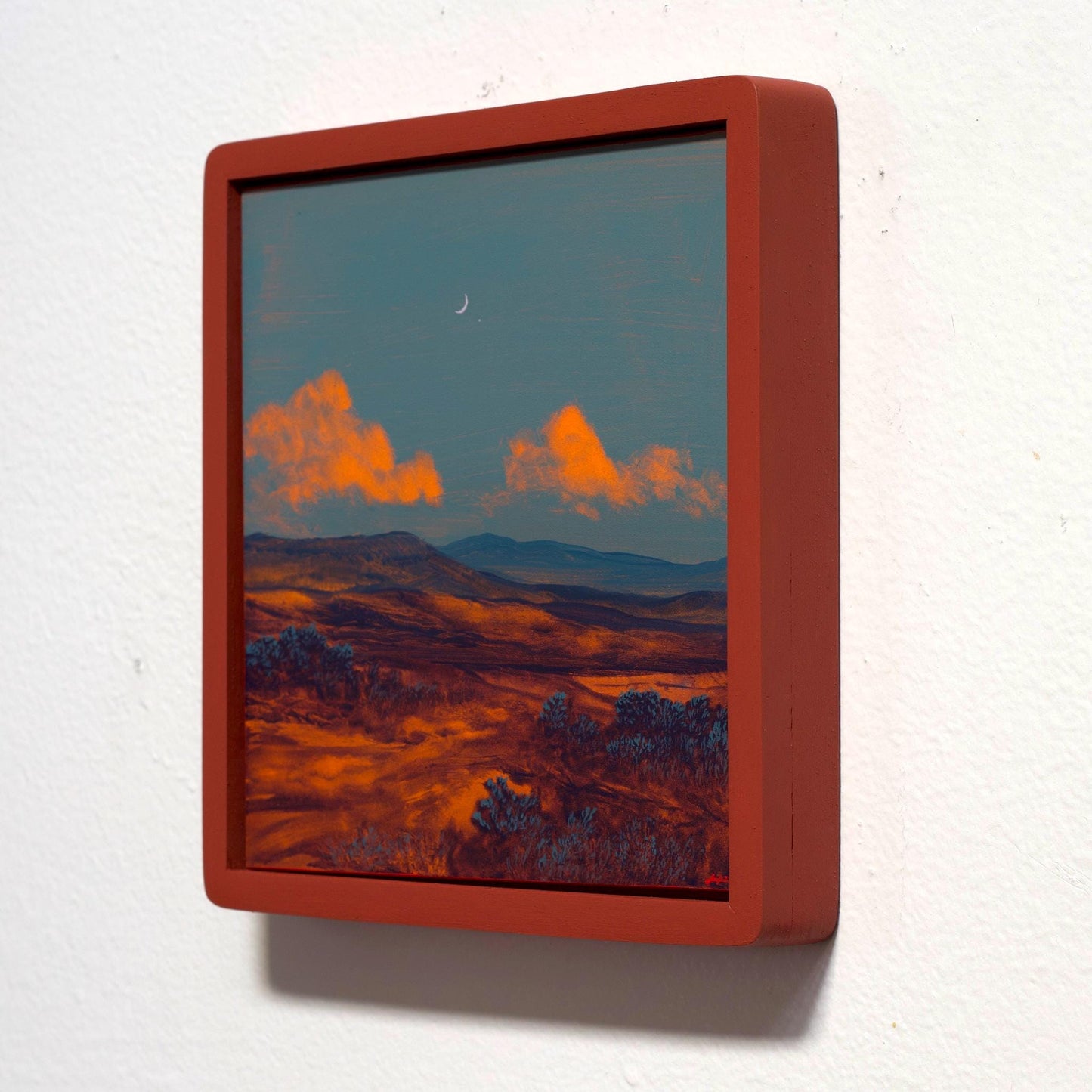 Nambé Badlands No.3 - 8" x 8", Original Southwestern Landscape Painting in Handmade Frame
