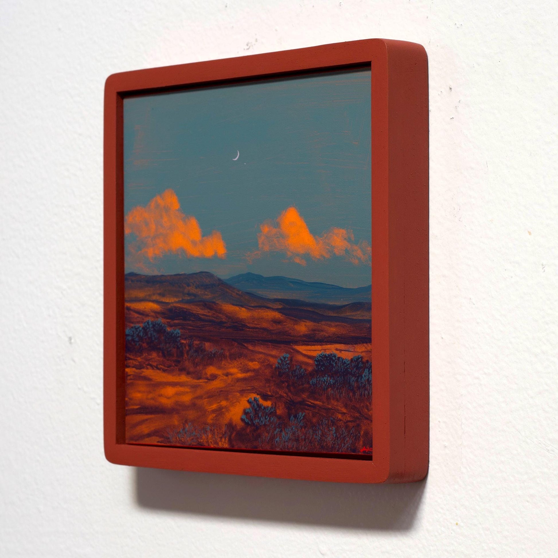 Nambé Badlands No.3 - 8" x 8", Original Southwestern Landscape Painting in Handmade Frame