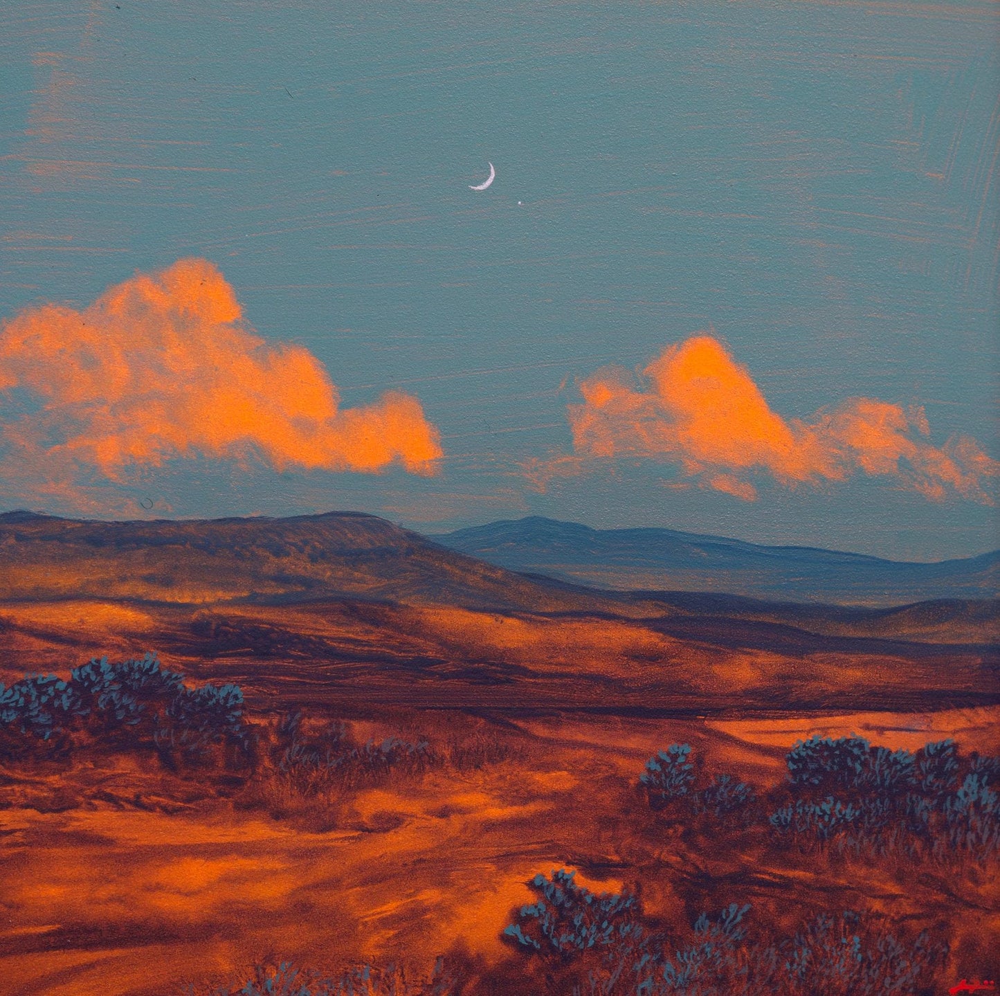 Nambé Badlands No.3 - 8" x 8", Original Southwestern Landscape Painting in Handmade Frame