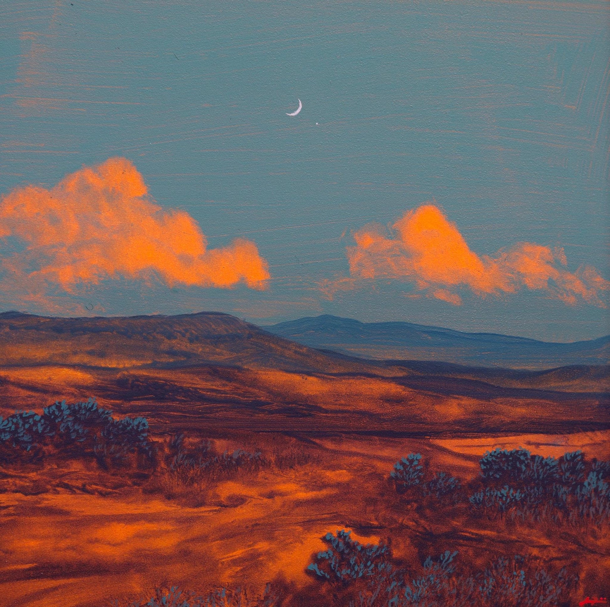 Nambé Badlands No.3 - 8" x 8", Original Southwestern Landscape Painting in Handmade Frame