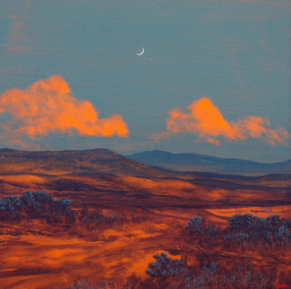 Nambé Badlands No.3 - 8" x 8", Original Southwestern Landscape Painting in Handmade Frame