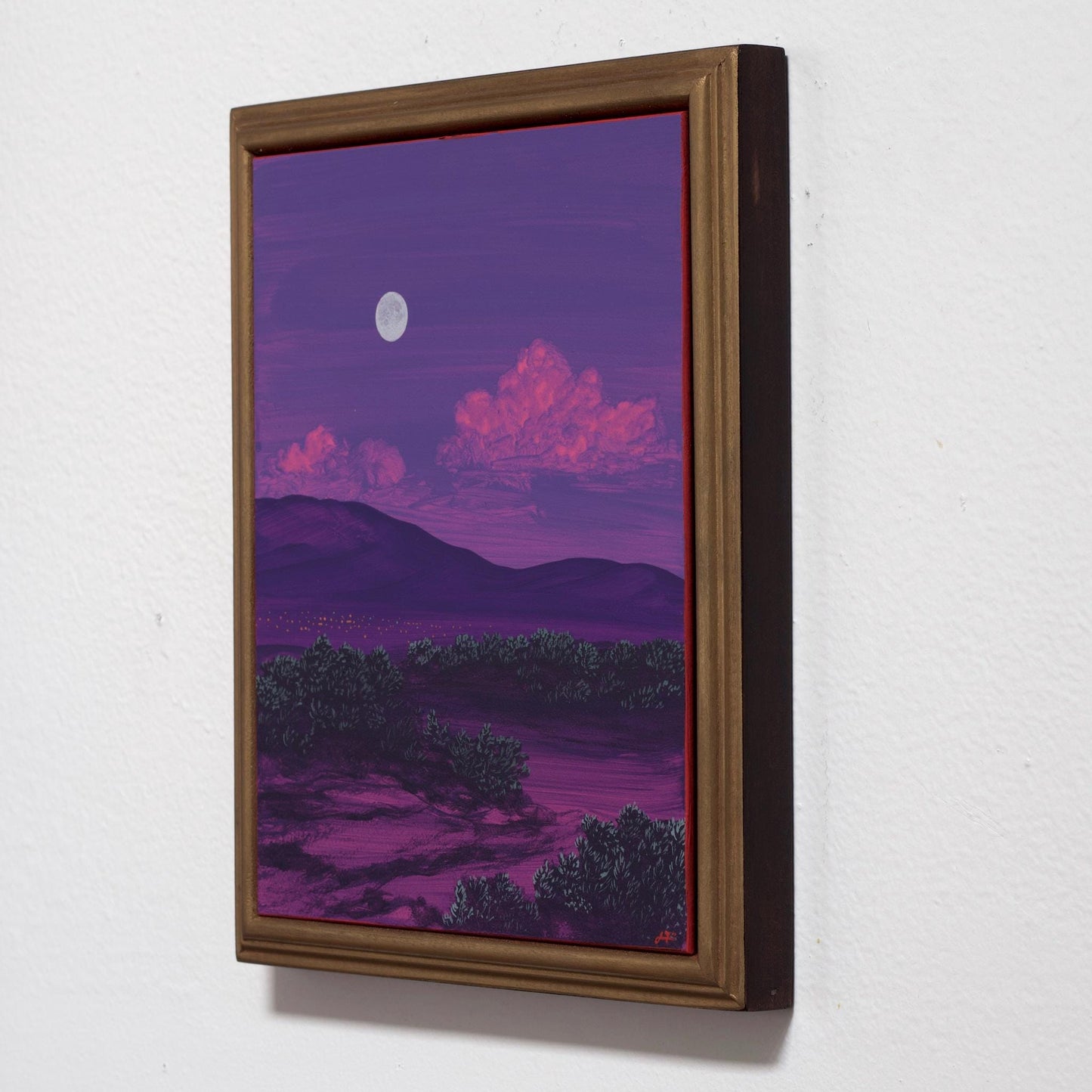 Santa Fe Nocturne Series 5, No.4 - 8" x 10"- Southwestern Painting in Handmade Frame
