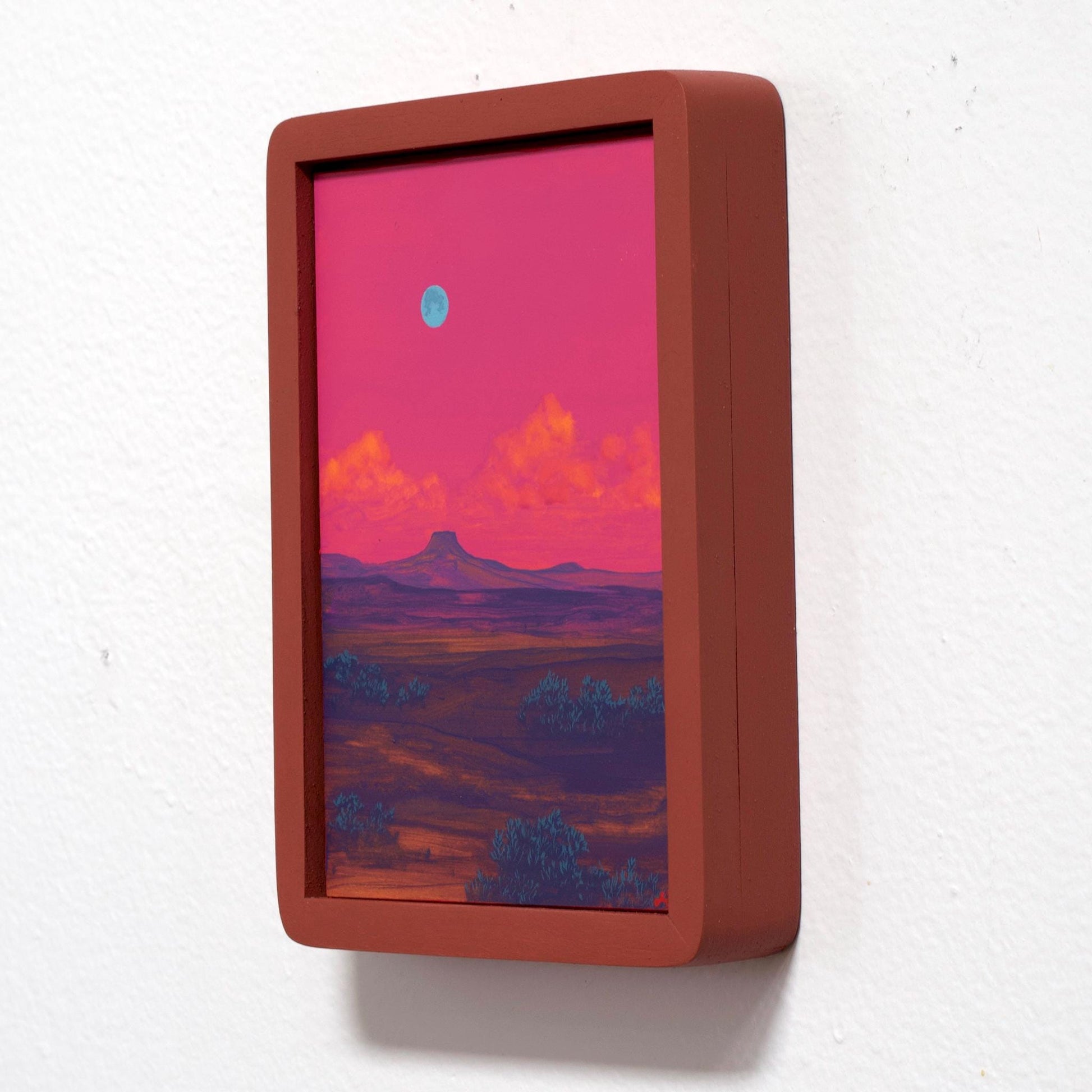 Abiquiú Miniature Series 3, No.12 - 5" x 7" Original Southwest Landscape Painting in Handmade Frame