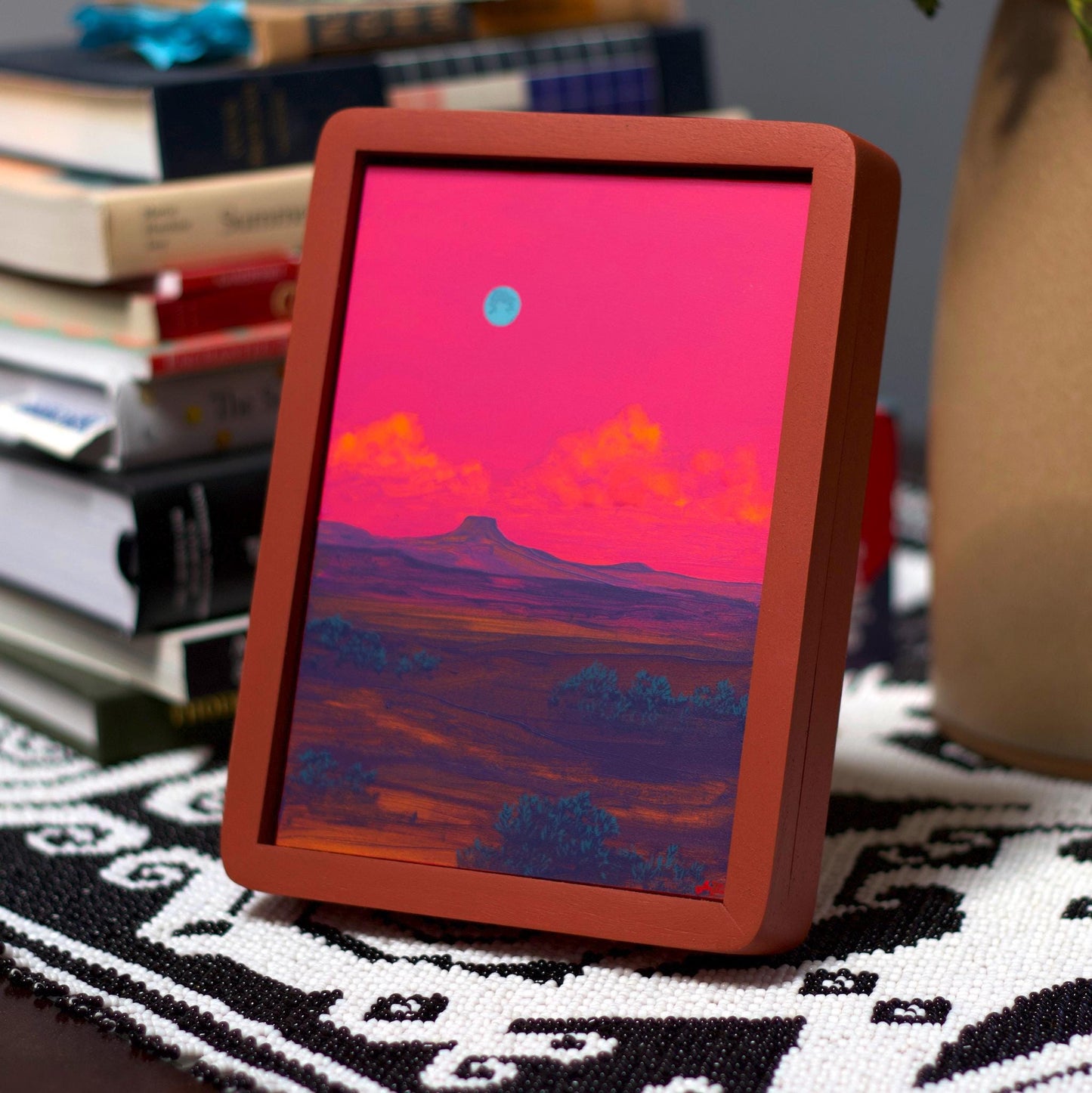 Abiquiú Miniature Series 3, No.12 - 5" x 7" Original Southwest Landscape Painting in Handmade Frame