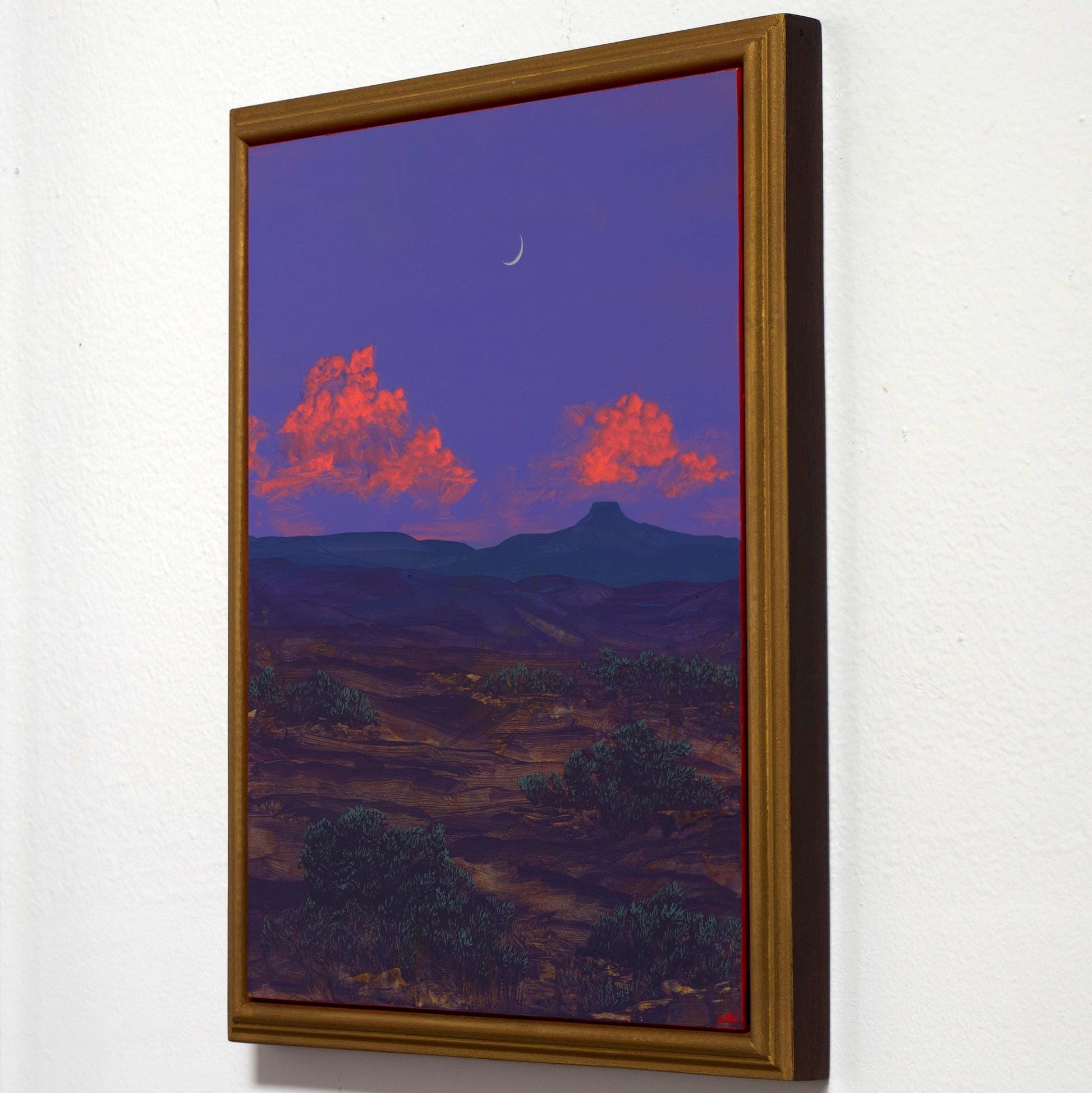 Abiquiú Series 4, No.12 - 11" x 14", Original Southwestern Landscape Painting in Handmade Frame