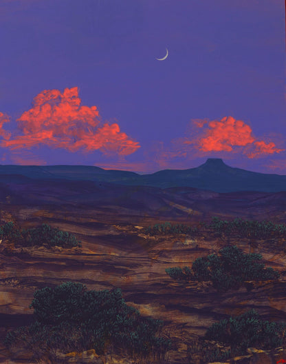 Abiquiú Series 4, No.12 - 11" x 14", Original Southwestern Landscape Painting in Handmade Frame