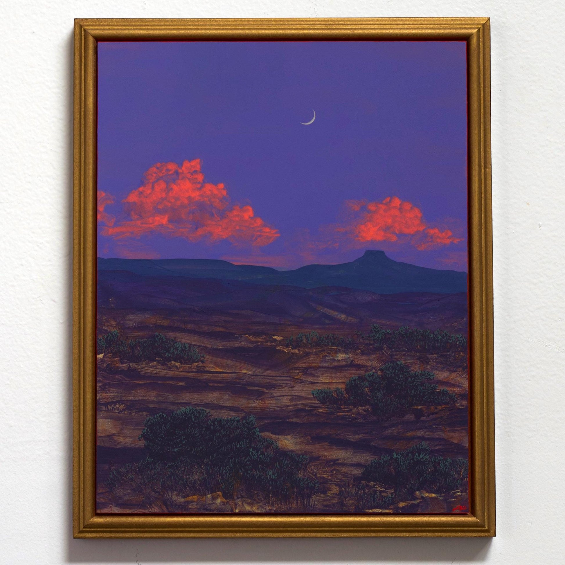 Abiquiú Series 4, No.12 - 11" x 14", Original Southwestern Landscape Painting in Handmade Frame
