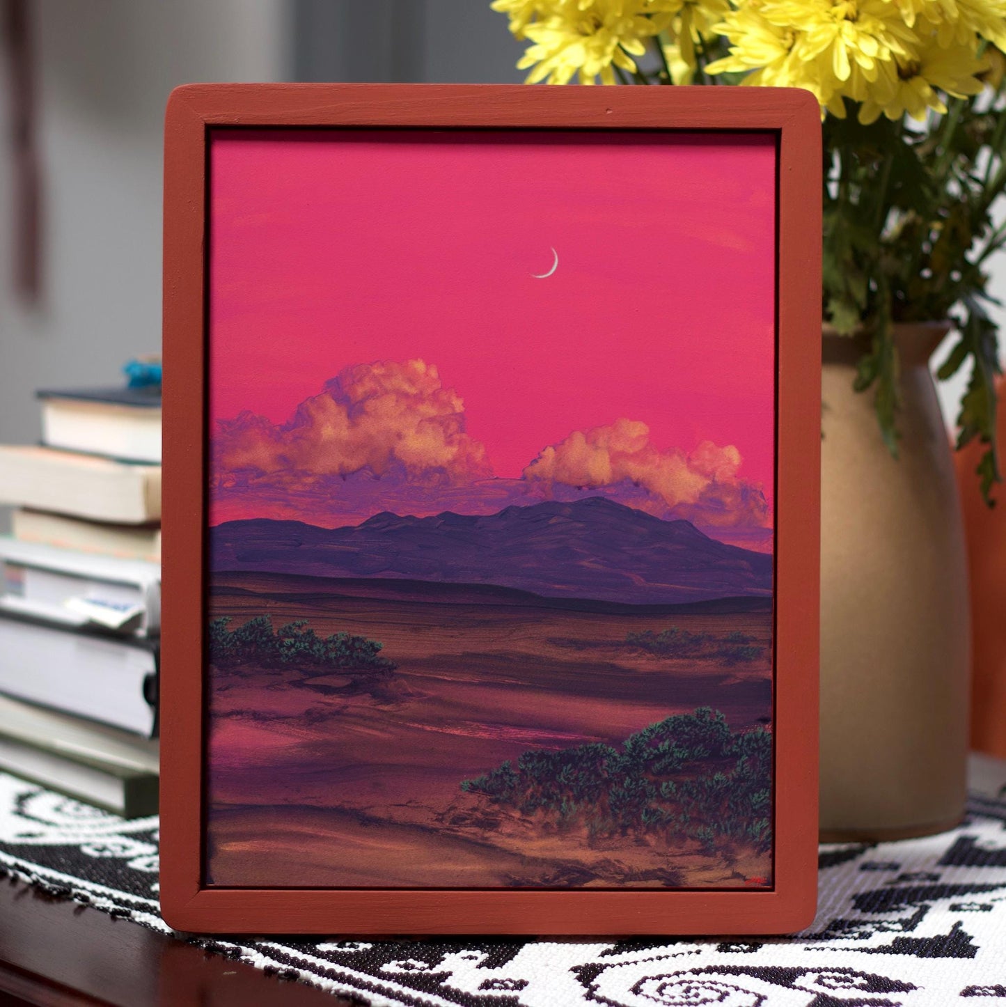 Ortiz Series 3, No.12 - 9" x 12"- Southwestern Painting in Handmade Frame