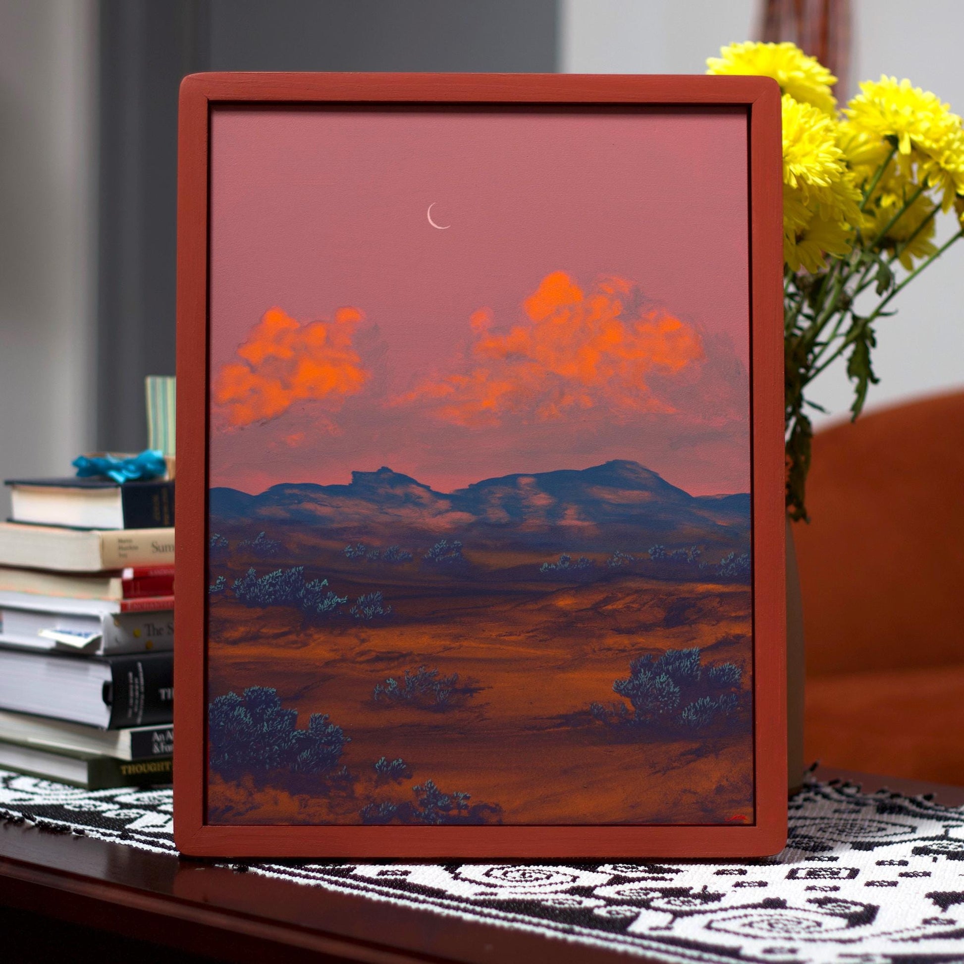 Chimayó Series 3, No.10 - 12" x 16", Original Southwestern Landscape Painting in Handmade Frame