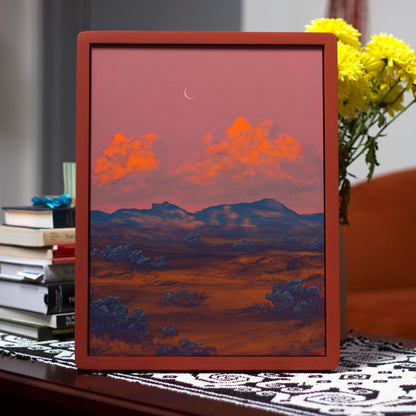 Chimayó Series 3, No.10 - 12" x 16", Original Southwestern Landscape Painting in Handmade Frame