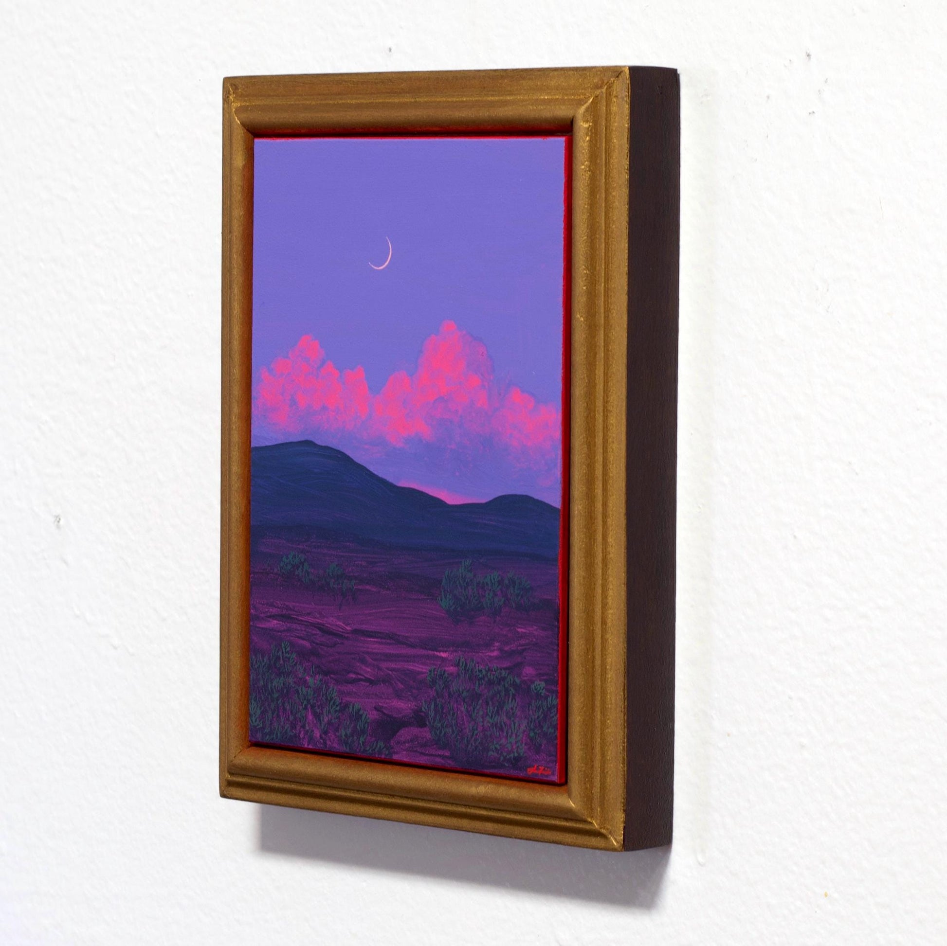 Santa Fe Foothills Miniature No.1 - 5" x 7", Original Southwestern Landscape Painting in Handmade Frame