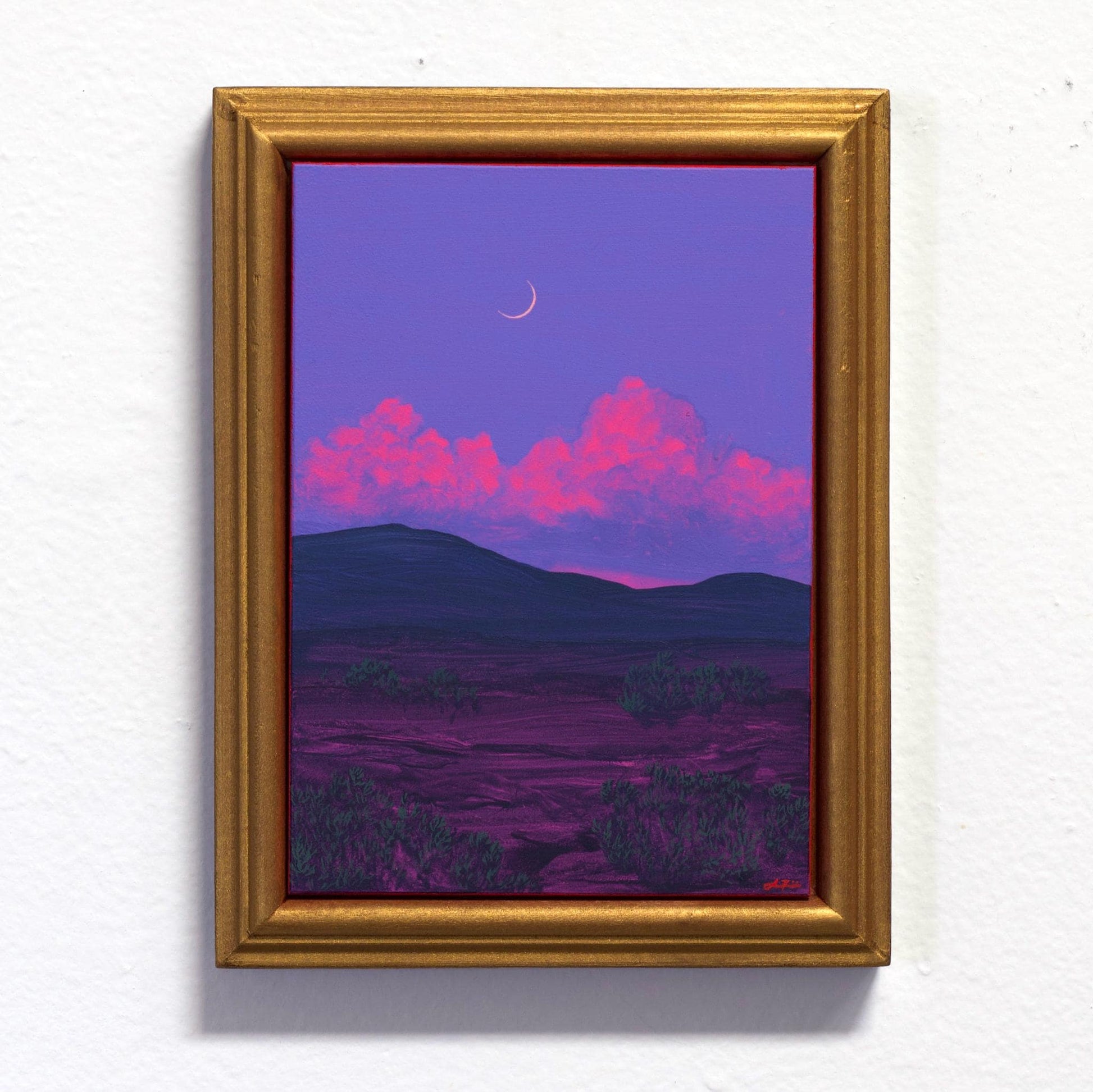 Santa Fe Foothills Miniature No.1 - 5" x 7", Original Southwestern Landscape Painting in Handmade Frame