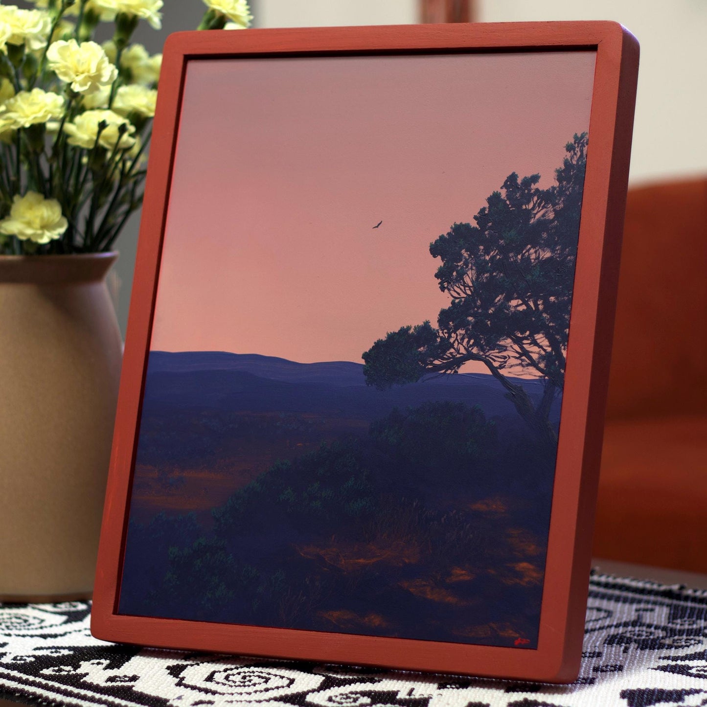 Garner State Park No.1 - 11" x 14", Original Southwestern Landscape Painting in Handmade Frame