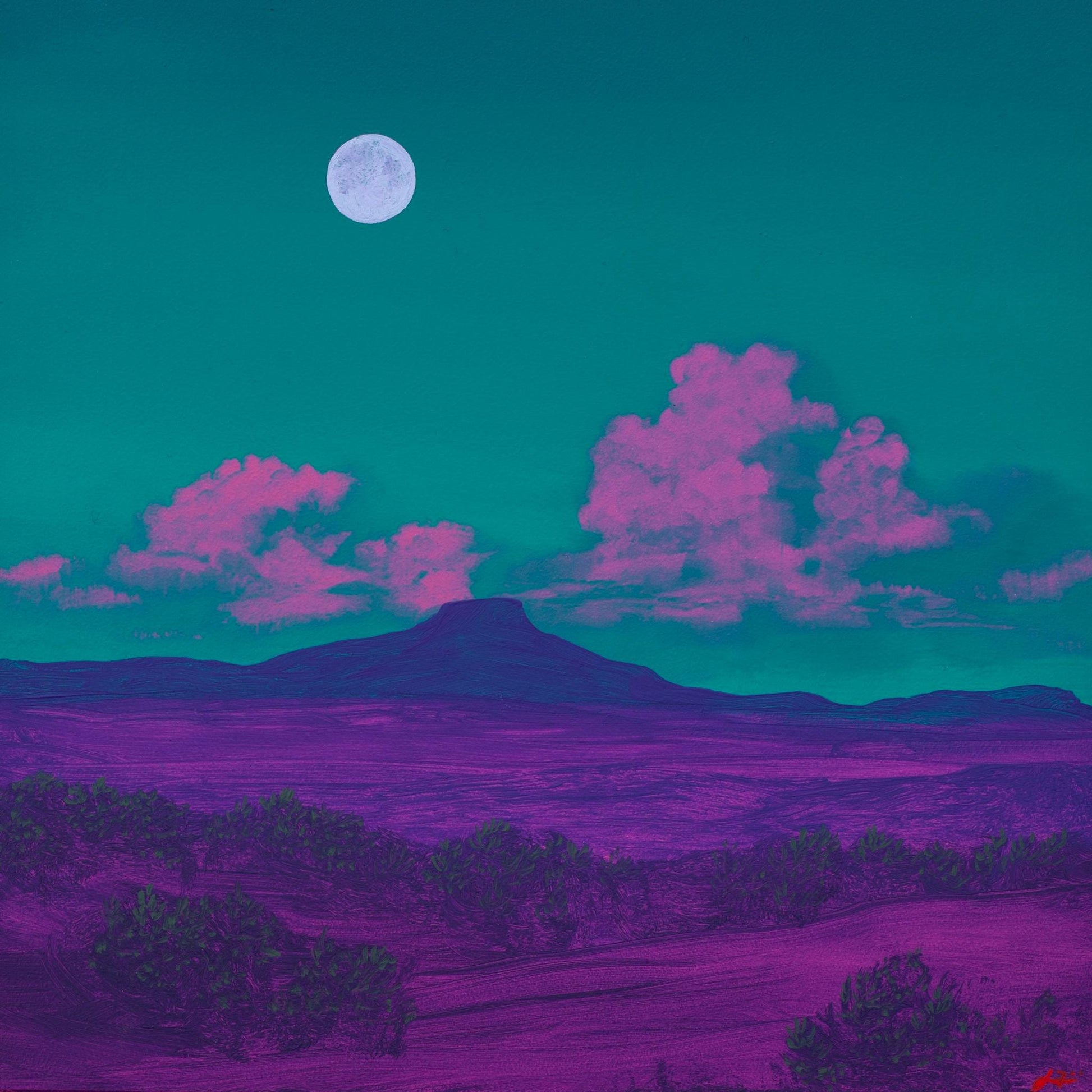 Abiquiú Series 4, No.16 - 8" x 8"- Southwestern Oil Painting in Handmade Frame