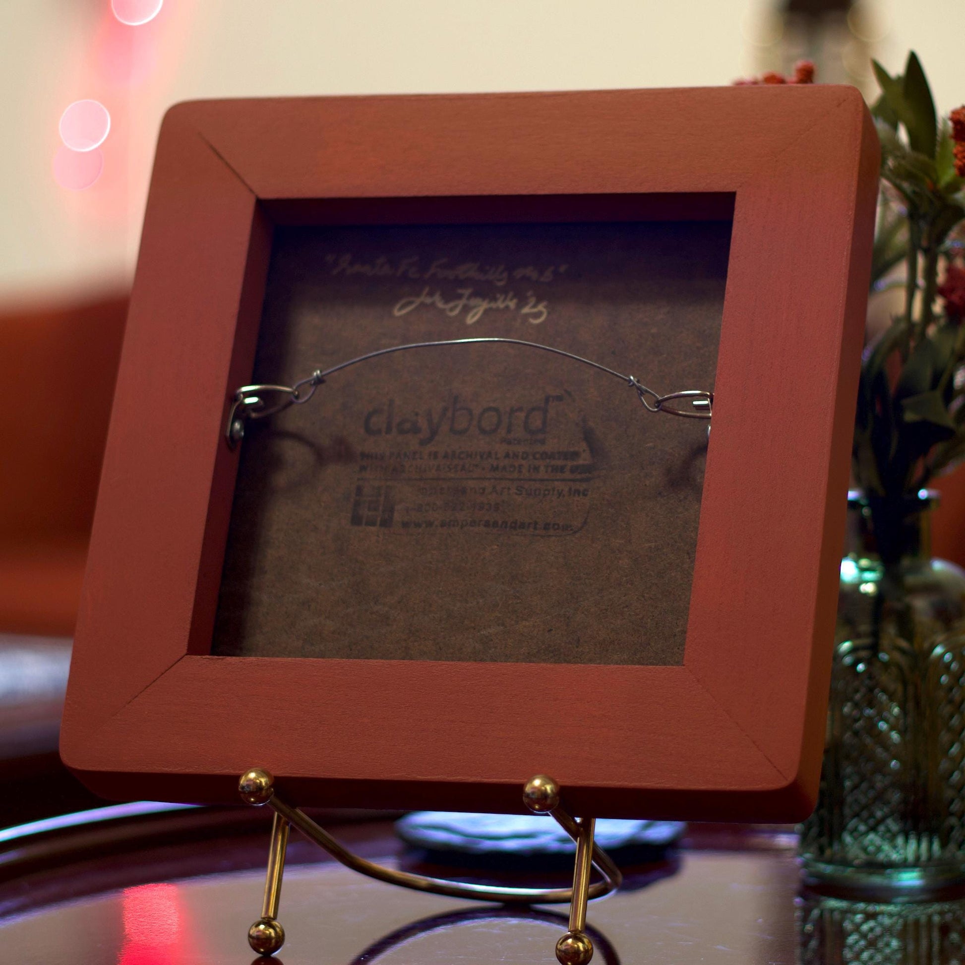 Santa Fe Foothills No.6 - 8" x 8"- Southwestern Oil Painting in Handmade Frame