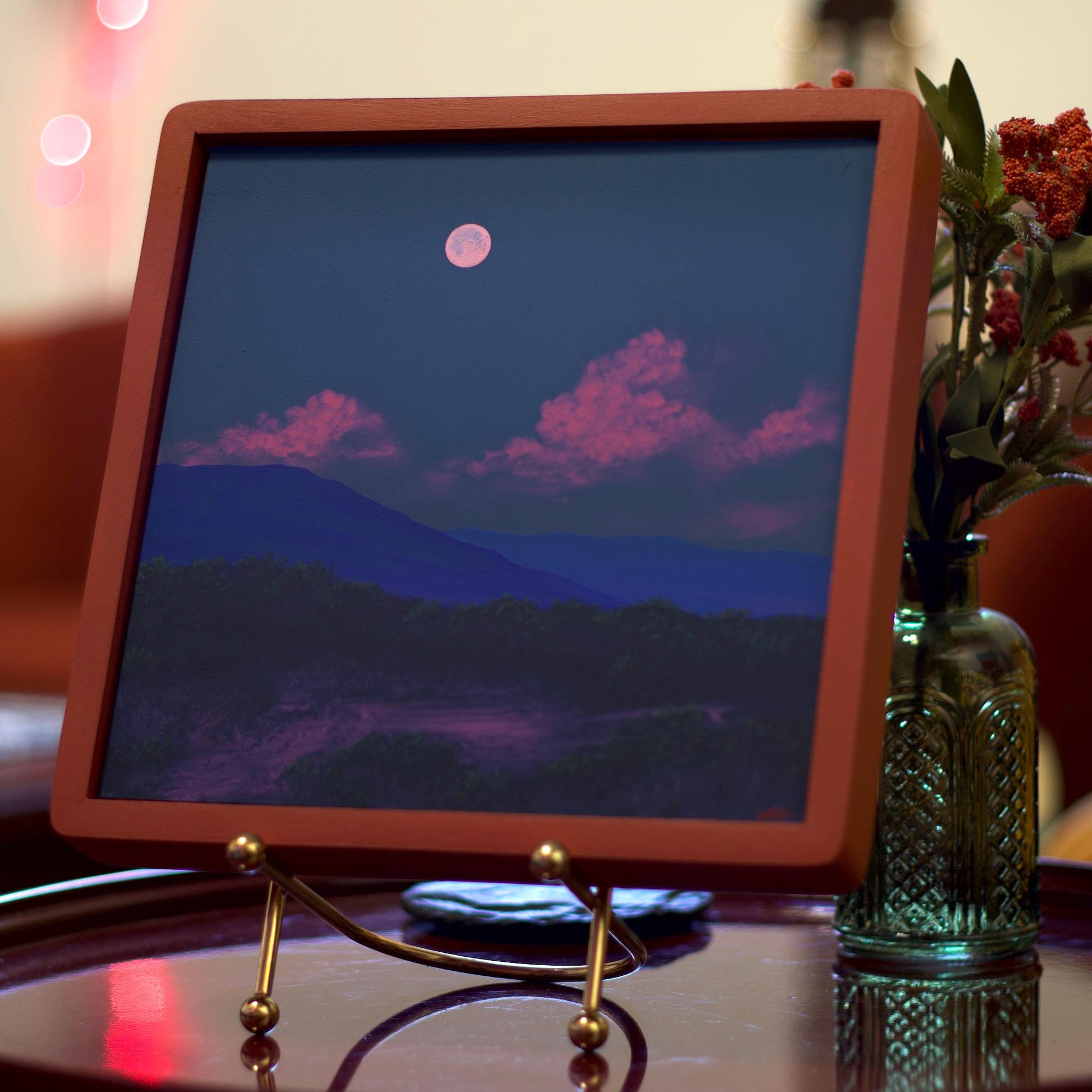 Santa Fe Foothills No.6 - 8" x 8"- Southwestern Oil Painting in Handmade Frame