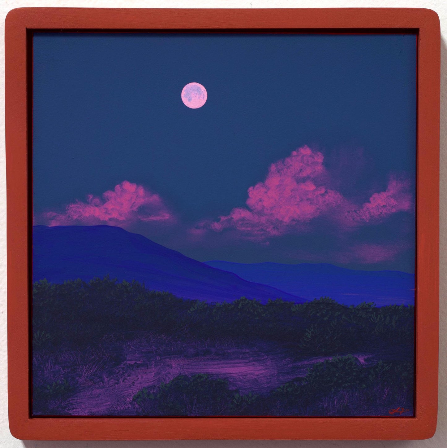 Santa Fe Foothills No.6 - 8" x 8"- Southwestern Oil Painting in Handmade Frame