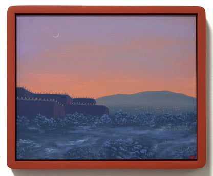 Winter in Santa Fe No.8 - 8" x 10"- Southwestern Oil Painting in Handmade Frame