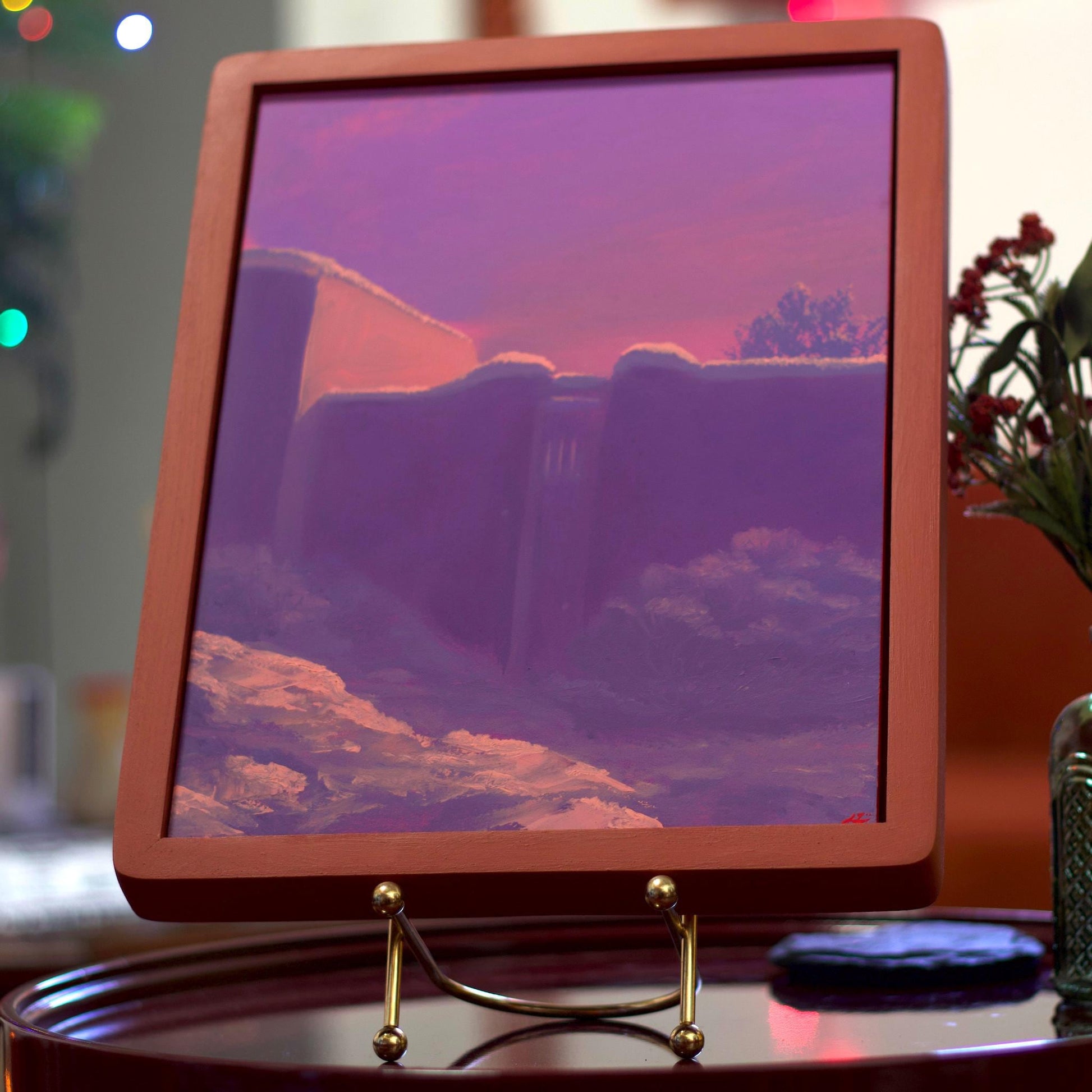 Gate at Los Lovatos - 9" x 12"- Southwestern Oil Painting in Handmade Frame