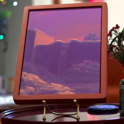 Gate at Los Lovatos - 9" x 12"- Southwestern Oil Painting in Handmade Frame