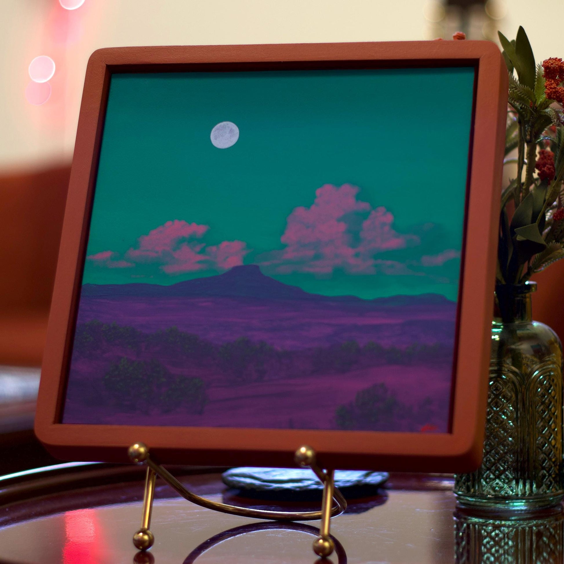 Abiquiú Series 4, No.16 - 8" x 8"- Southwestern Oil Painting in Handmade Frame