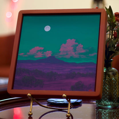 Abiquiú Series 4, No.16 - 8" x 8"- Southwestern Oil Painting in Handmade Frame