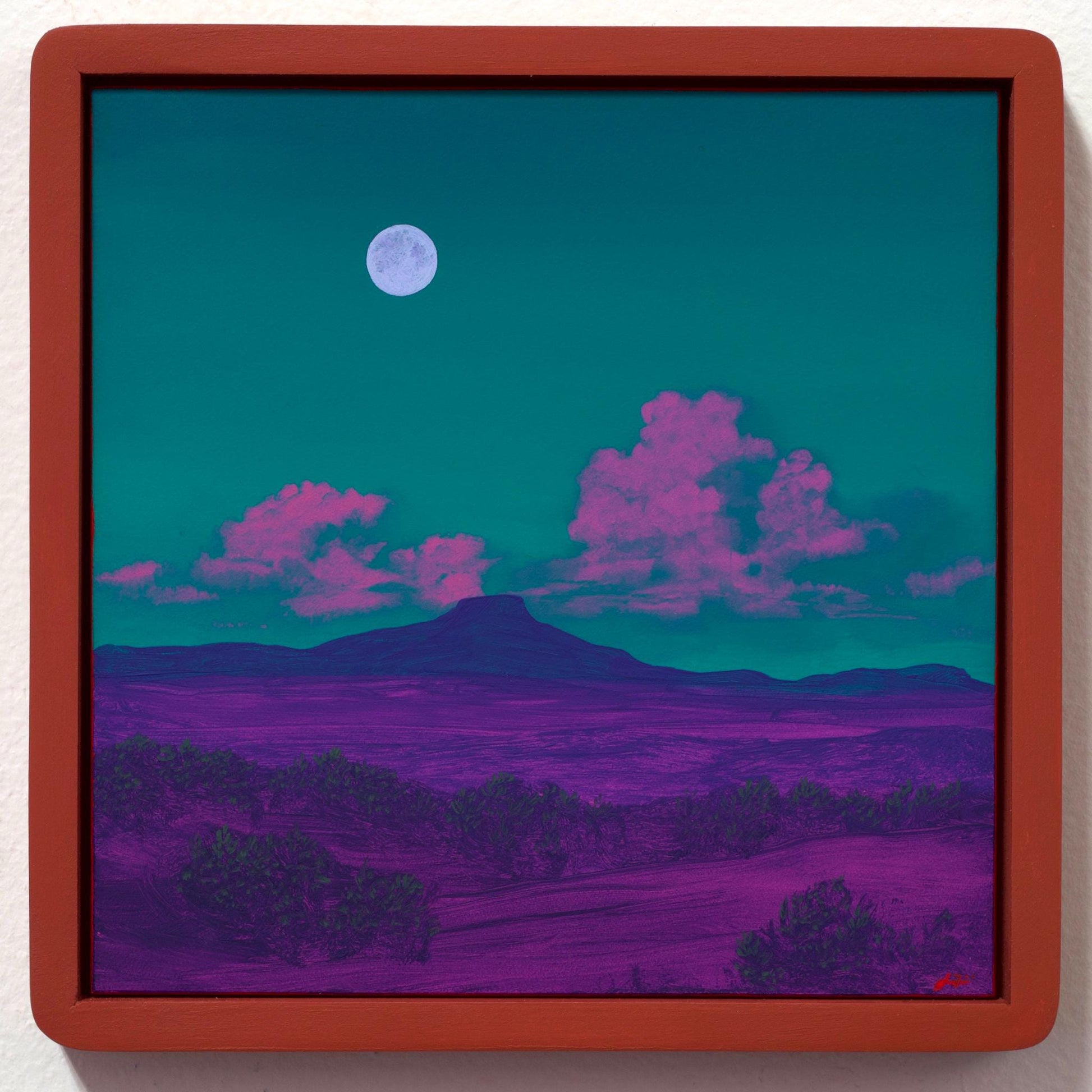 Abiquiú Series 4, No.16 - 8" x 8"- Southwestern Oil Painting in Handmade Frame