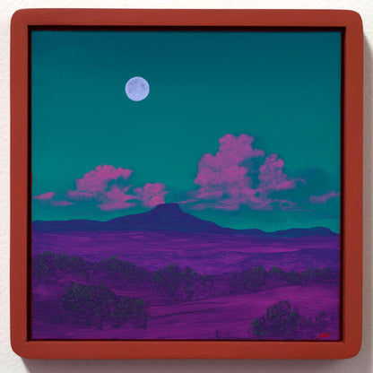 Abiquiú Series 4, No.16 - 8" x 8"- Southwestern Oil Painting in Handmade Frame