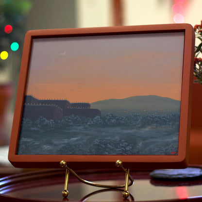 Winter in Santa Fe No.8 - 8" x 10"- Southwestern Oil Painting in Handmade Frame