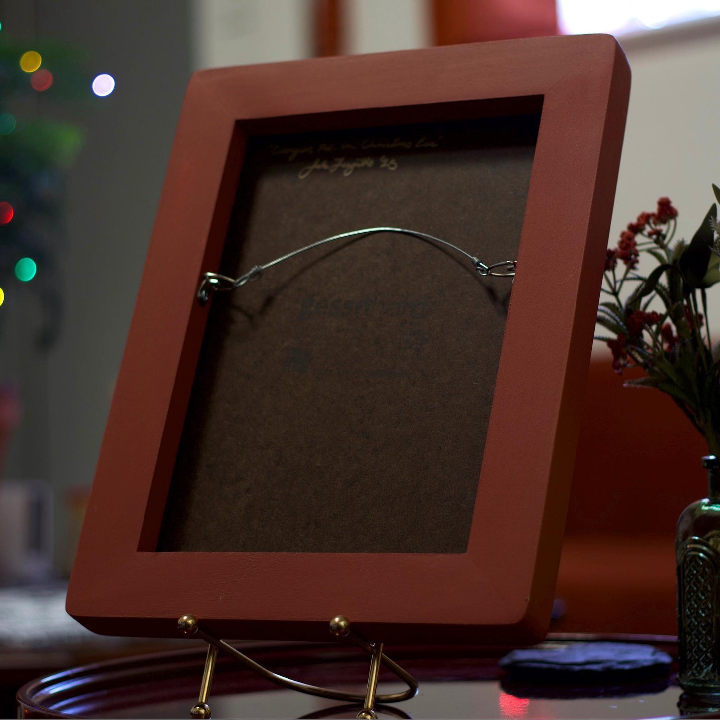 Canyon Road on Christmas Eve - 9" x 12"- Southwestern Oil Painting in Handmade Frame