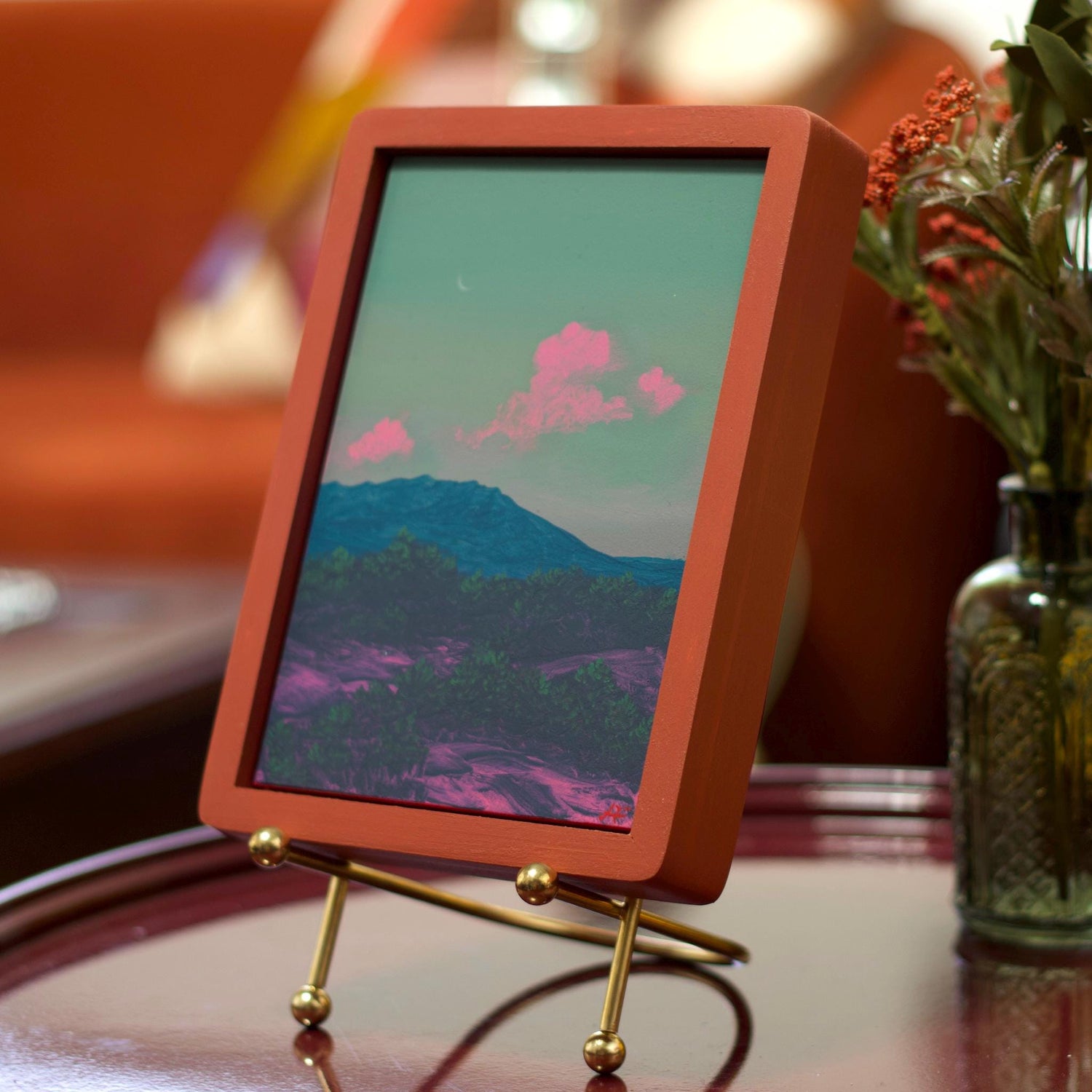 Ortiz Miniature Series 2, No.6 - 5" x 7" Southwest Landscape Painting in Handmade Frame