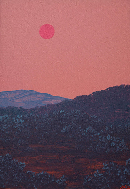 Tesuque Miniature No.7 - 5" x 7" Southwest Landscape Painting in Handmade Frame