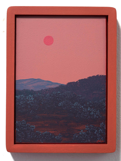 Tesuque Miniature No.7 - 5" x 7" Southwest Landscape Painting in Handmade Frame